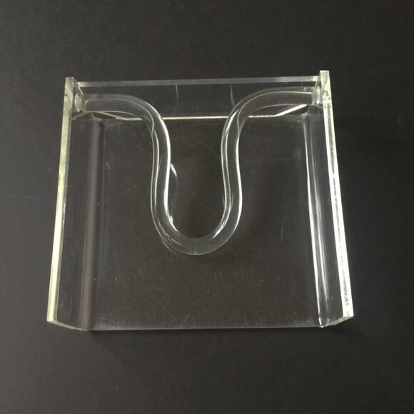 Vintage Mid-Century Modern Bent Lucite Clear Plastic Napkin Holder As-Is - Picture 3 of 14